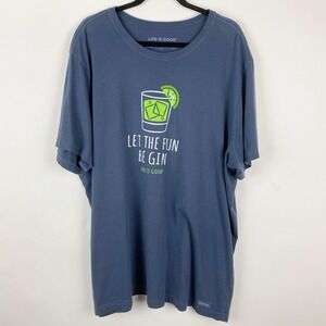 Life Is Good Blue Let the Fun‎ Begin T Shirt Mens XXXL Crusher Lite Cocktail